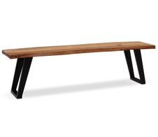 WOHNLING WL7.303 Esszimmerbank 160x40x45,5 cm Akazie Massivholz / Metall mit Baumkante und U-Beinen Schwarz