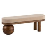 WOHNLING WL7.315 Sitzbank Stoff Mango Massivholz 140x47,5x41,5 cm Gepolstert Beige