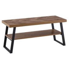 WOHNLING WL7.316 Couchtisch Braun mit Fischgrät-Muster 100 cm x 40 cm x 41 cm