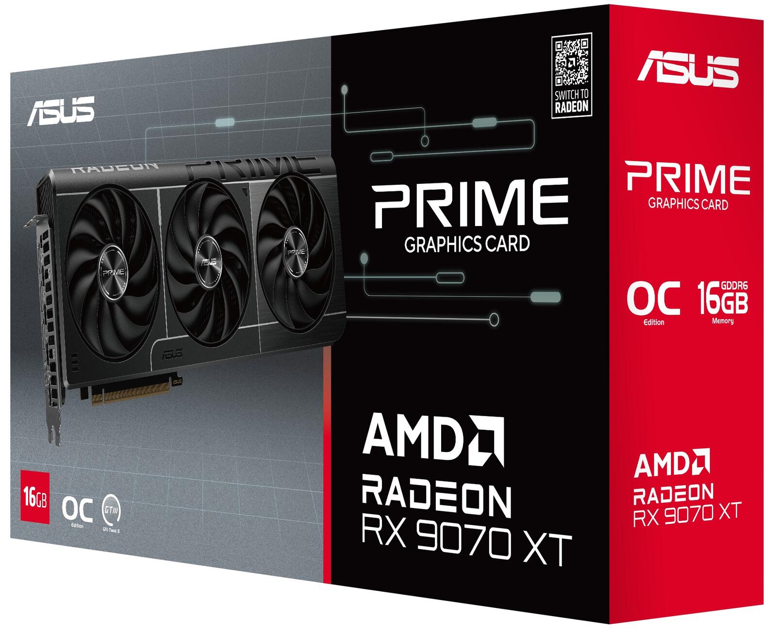 ASUS Prime Radeon RX 9070 XT OC Edition 16GB GDDR6 Gaming Grafikkarte