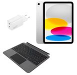Apple iPad 11” 128GB silber + 4smarts Ladegerät 45W weiß +  4smarts Tastatur Case 2in1 graphit