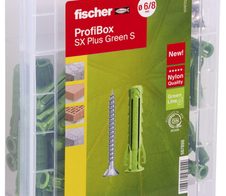 fischer ProfiBox - SX Plus Green S Dübel- und Schrauben-Sortiment 120 Stück
