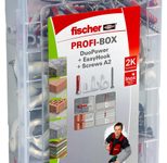 fischer Profi-Box - DuoPower + EasyHook + S A2 Dübel- und Schrauben-Sortiment 128 Stück