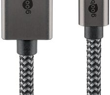 goobay USB-C/DP Textilkabel 1m silber, schwarz