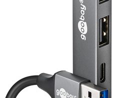 goobay USB-Hub (3.2 Typ A) Slim 4-fach grau