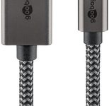 goobay USB-C/DP Textilkabel 2m silber, schwarz