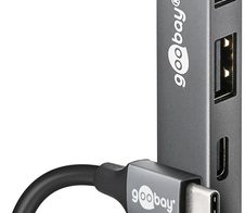 goobay USB-Hub (3.2 Typ C) Slim 4-fach grau
