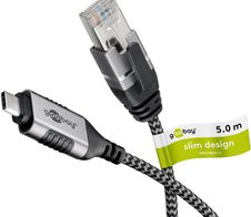 goobay USB-C/RJ45 Kabel 5m silber, schwarz