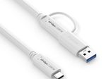 PureLink USB-C auf USB-C Kabel mit USB-A Aufsatz - 3.2 Gen 2x1, 5A, 10G, DP Alt Mode - iSerie - weiß - 0,50m