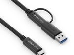 PureLink USB-C auf USB-C Kabel mit USB-A Aufsatz - 3.2 Gen 2x1, 5A, 10G, DP Alt Mode - iSerie - schwarz - 0,50m