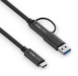 PureLink USB-C auf USB-C Kabel mit USB-A Aufsatz - 3.2 Gen 2x1, 5A, 10G, DP Alt Mode - iSerie - schwarz - 0,50m