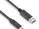 PureLink USB-C auf USB-A Kabel - 3.1 Gen 1, 3A/5V/15W, 5G - iSerie - schwarz - 1,50m