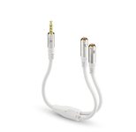 Sonero 3,5mm auf 2x 3,5mm Audio Kopfhörer Adapter Kabel, weiß, 0,25m