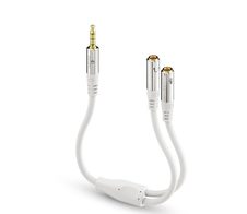 Sonero 3,5mm auf 2x 3,5mm Audio Kopfhörer Adapter Kabel, weiß, 0,25m