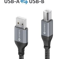 Sonero USB 2.0 Kabel - A/B - Aluminium - space grey/schwarz - 2,00m