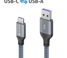 Sonero USB-C auf USB-A Ladekabel - USB 2.0, Super-Fast Charge 5V/5A - grau/blau - 1,00m