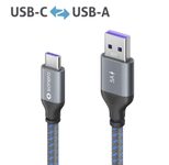 Sonero USB-C auf USB-A Ladekabel - USB 2.0, Super-Fast Charge 5V/5A - grau/blau - 1,50m