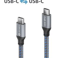 Sonero USB-C auf USB-C Ladekabel - USB 2.0, 100W PD - grau/blau - 3,00m