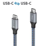Sonero USB-C auf USB-C Kabel - 3.2 Gen 2, 10Gbps, 100W PD, DP Alt Mode - grau/blau - 1,00m