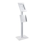 PureMounts Tablet Standfuß mit höhenverstellbarem Prospekthalter - iPad/Samsung Galaxy - Weiß
