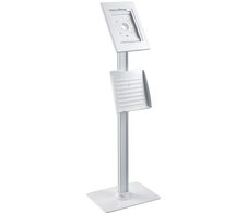 PureMounts Tablet Standfuß mit höhenverstellbarem Prospekthalter - iPad/Samsung Galaxy - Weiß