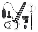 DELTACO Streaming-Kit, Mikrofon, Webcam, Ringlicht mit Tischhalterung