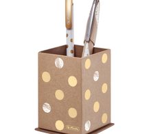 herlitz Stiftehalter Pure Glam 6,5 x 6,5 x 10,0 cm braun mit metallic Punkten