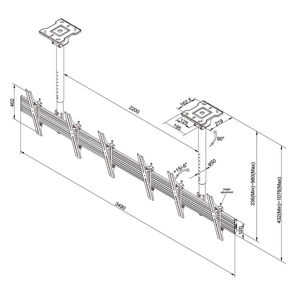 Neomounts Pro NMPRO-CMB3 Menuboard dreifach Deckenhalterung
