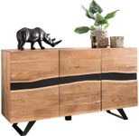 WOHNLING Sideboard 148 x 85 x 43 cm Massiv-Holz Akazie