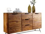 WOHNLING Design Sideboard NISHAN 160 x 40 x 88 cm Sheesham Massiv Holz