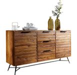 WOHNLING Design Sideboard NISHAN 160 x 40 x 88 cm Sheesham Massiv Holz