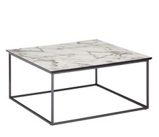 WOHNLING WL6.233 Couchtisch Marmor Optik Weiß 80 cm x 38 cm  x 80 cm