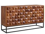 WOHNLING Sideboard 145x81x45 cm Sheesham Massivholz / Metall