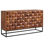 WOHNLING Sideboard 145x81x45 cm Sheesham Massivholz / Metall