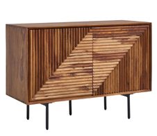 WOHNLING Sideboard 100x71x40 cm Sheesham Massivholz / Metall