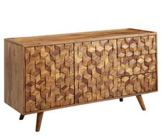 WOHNLING Sideboard 138x76x45 cm Sheesham Massivholz Anrichte