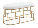 WOHNLING WL6.622 Sitzbank Samt 90x46x38 cm Polsterbank mit Metallgestell Weiß/Gold