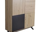 WOHNLING Highboard 110x125x40 cm Eiche-Dekor / Schwarz, mit 4 Türen