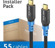PureLink FlexInstall USB-C auf USB-C Kabel USB4 Gen2x2 20Gbps 100W 0.50m - Installer Pack 55 Stk.