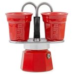 Bialetti Mini Express - Espressokocher-Set - rot + 2 Becher in rot