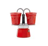 Bialetti Mini Express - Espressokocher-Set - rot + 2 Becher in rot