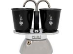 Bialetti Mini Express - Espressokocher-Set (Induktion) - silber + 2 Becher in schwarz