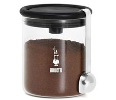 Bialetti Kaffee-Aromabehälter aus Glas - für 250g Kaffee - Deckel mit Standvorrichtung - inkl. Löffel