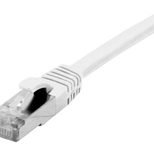 Exertis Connect Patchkabel Cat. 6A, S/FTP (PiMF), halogenfrei, mit Rastnasenschutz, weiß, 0,15 m