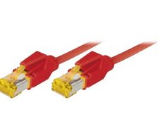 Tecline Patchkabel Cat. 6A (ISO/IEC), S/FTP (PiMF), halogenfrei, mit Rastnasenschutz, rot, 25,0 m