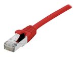Exertis Connect Patchkabel Cat. 6A, S/FTP (PiMF), halogenfrei, mit Rastnasenschutz, rot, 0,5 m