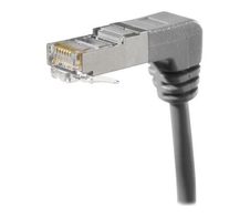 Exertis Connect Patchkabel Cat. 6A, S/FTP (PiMF), beidseitig abgewinkelt, grau, 3,0 m