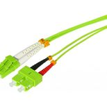 Tecline LWL Patchkabel HD, 50/125 µm, Multimode, OM5-Faser, LC Duplex Stecker / SC Duplex Stecker, limettengrün, 15,0 m