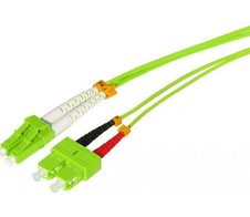 Tecline LWL Patchkabel HD, 50/125 µm, Multimode, OM5-Faser, LC Duplex Stecker / SC Duplex Stecker, limettengrün, 0,5 m