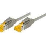 Tecline Patchkabel Cat. 6A (ISO/IEC), S/FTP (PiMF), halogenfrei, mit Rastnasenschutz, grau, 25,0 m